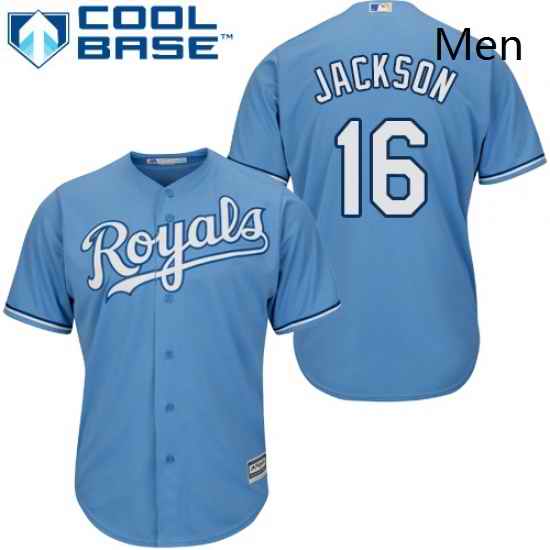 Mens Majestic Kansas City Royals 16 Bo Jackson Replica Light Blue Alternate 1 Cool Base MLB Jersey